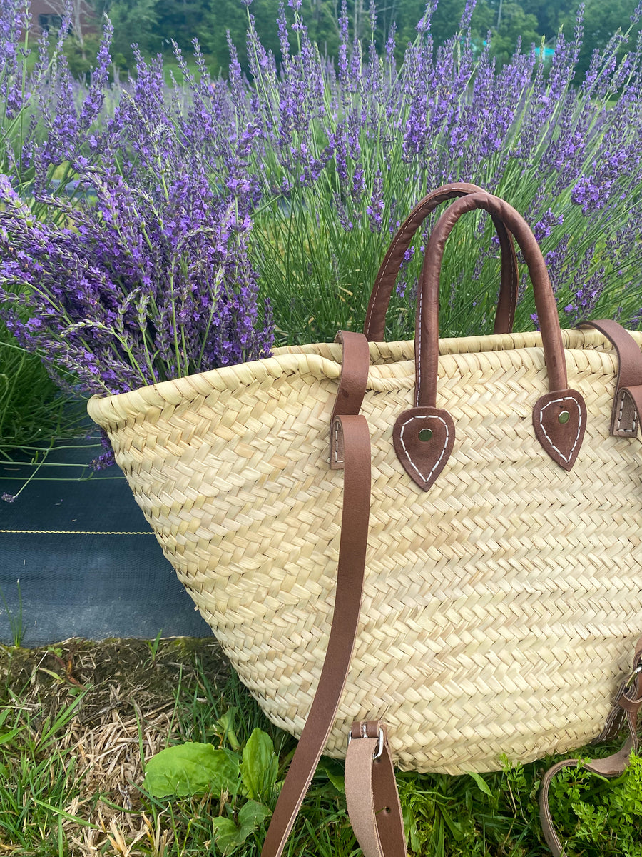 French Market Harvesting Basket Backpack with Natural Leather Straps –  Cultiverre