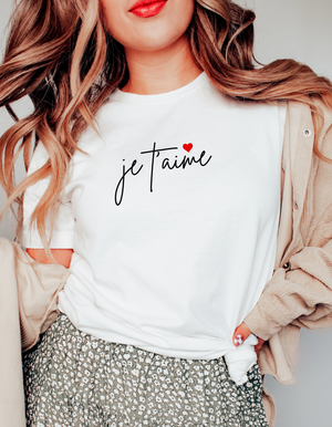 Je T'aime White Short Sleeve Tee