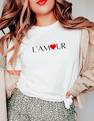 L' Amour White Short Sleeve Tee