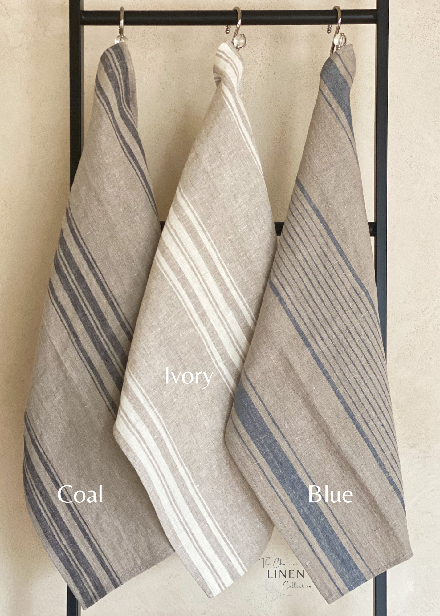 French Linen Tea Towel Blue Stripe - La Maisonnette