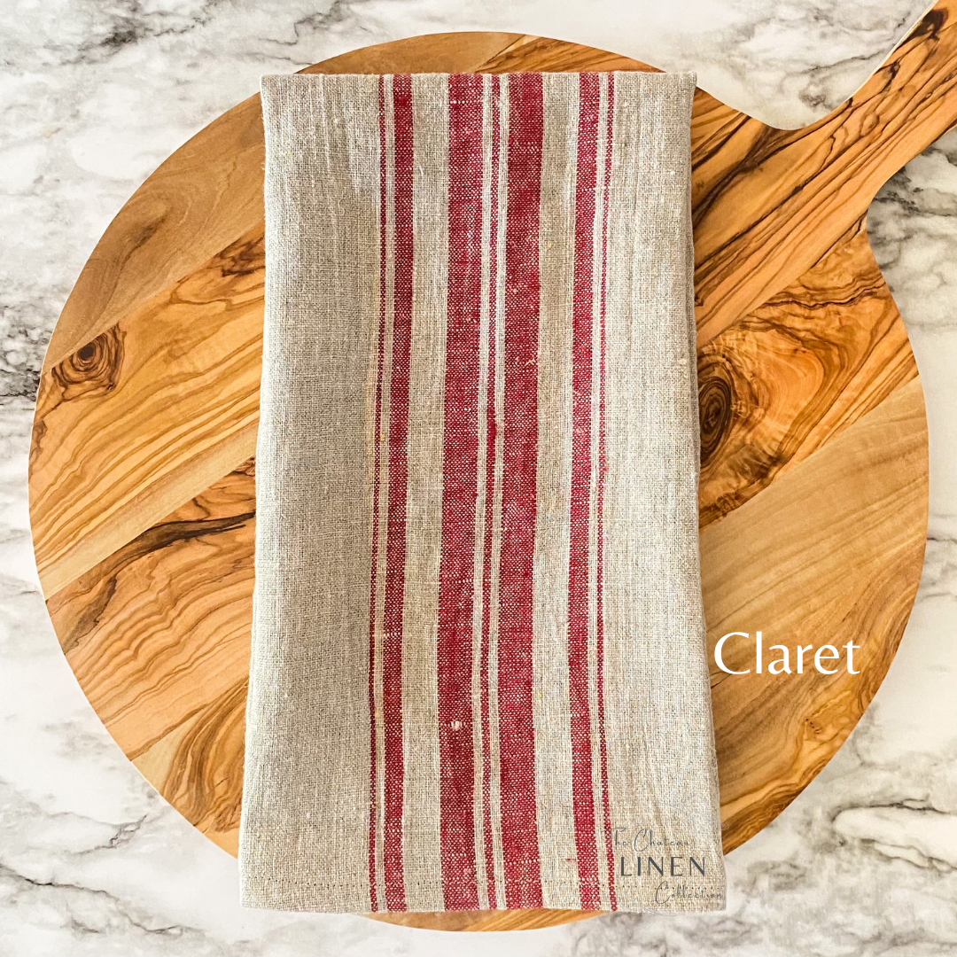 French Linen Tea Towel Blue Stripe - La Maisonnette